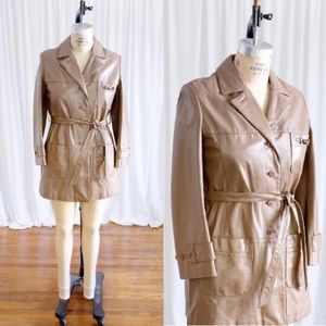 Golden Gun jacket | vintage 70s coat | Etienne Aigner | tan leather trench coat